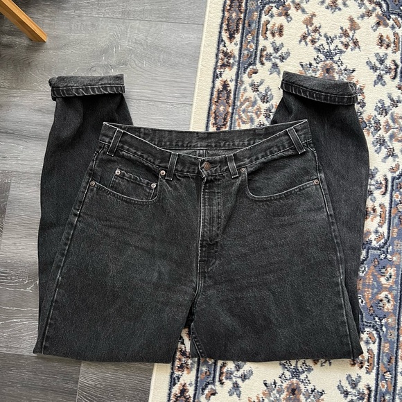 Vintage Gap Denim | Black Charcoal High Waisted Straight Jeans Sz 14 - Picture 2 of 6